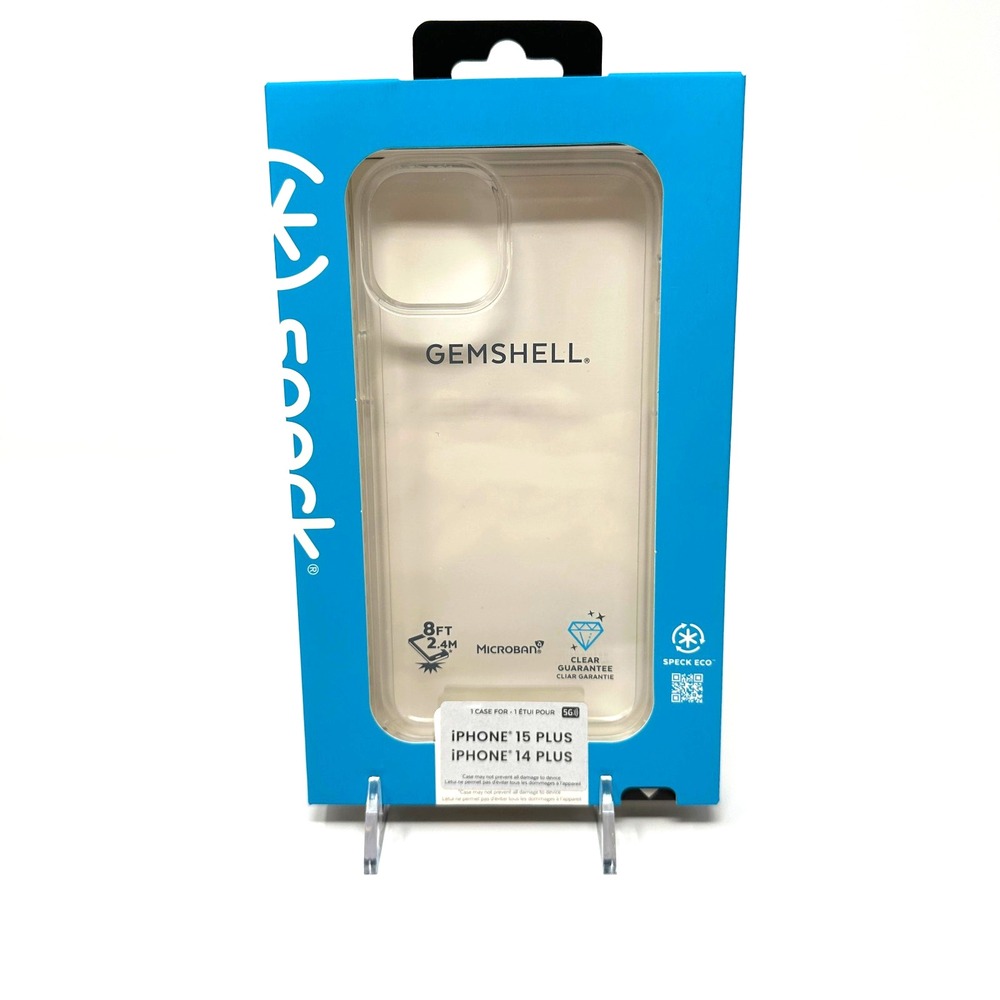 Speck GemShell Clear Case iPhone 15 Plus 14 Plus Shockproof Microban Cover
